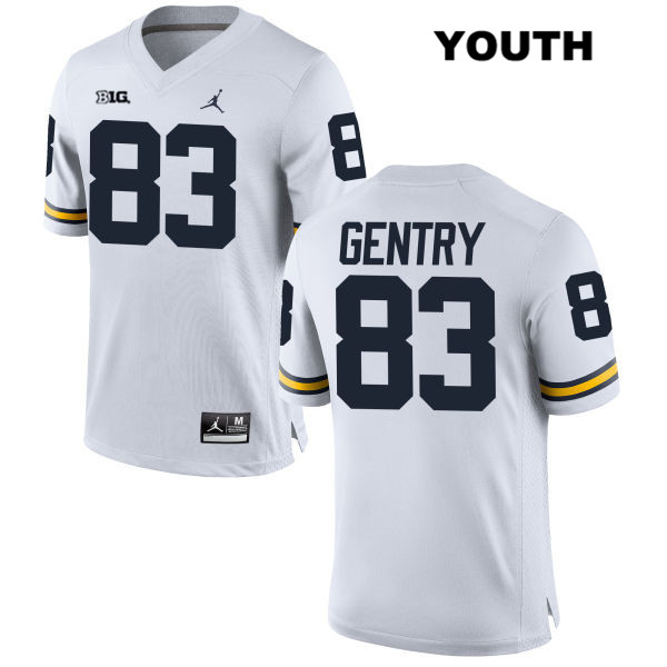 Youth NCAA Michigan Wolverines Zach Gentry #83 White Jordan Brand Authentic Stitched Football College Jersey GX25X58BG